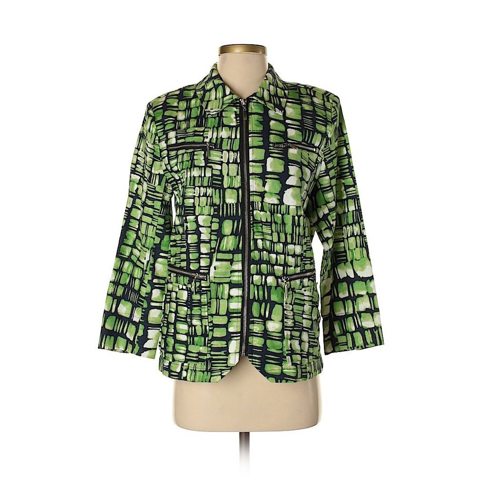 Toni Morgan Jacket Blazer Zip Up Small Green